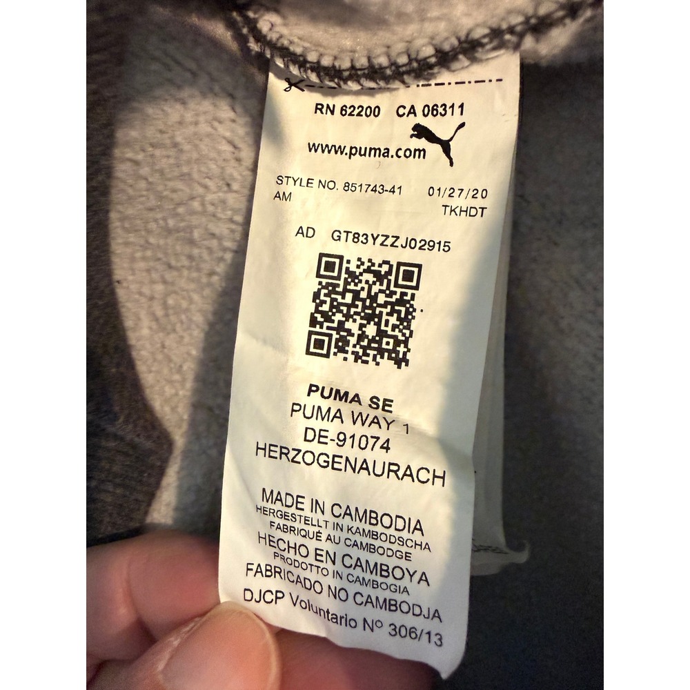 Puma Mens Essentials Big Logo Hoodie Charcoal Gray Fleece Sweatshirt Large - Picture 7 of 7